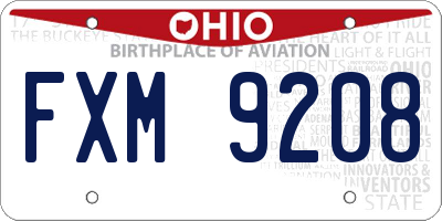 OH license plate FXM9208