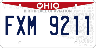 OH license plate FXM9211