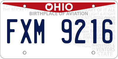 OH license plate FXM9216