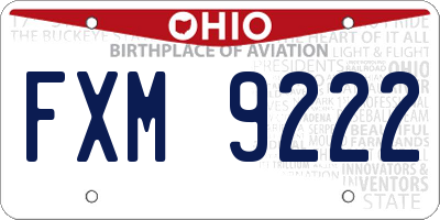 OH license plate FXM9222
