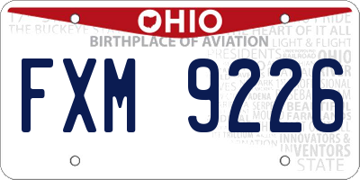OH license plate FXM9226