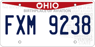 OH license plate FXM9238