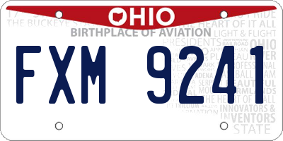 OH license plate FXM9241