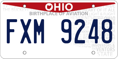 OH license plate FXM9248