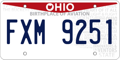 OH license plate FXM9251
