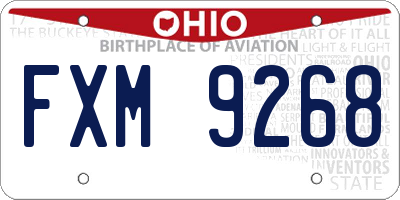 OH license plate FXM9268