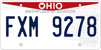 OH license plate FXM9278