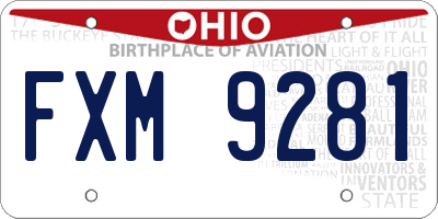 OH license plate FXM9281