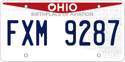 OH license plate FXM9287