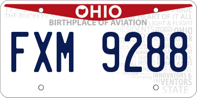 OH license plate FXM9288