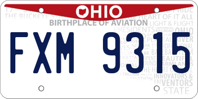 OH license plate FXM9315