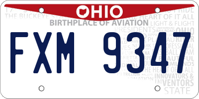 OH license plate FXM9347