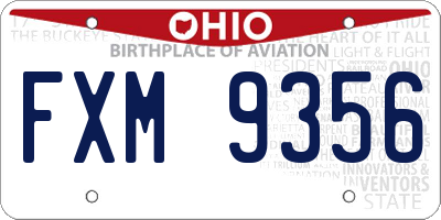 OH license plate FXM9356