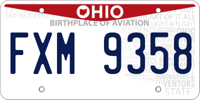 OH license plate FXM9358