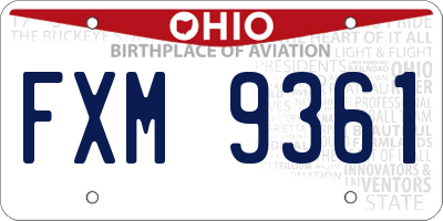 OH license plate FXM9361