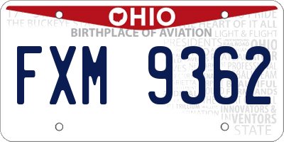 OH license plate FXM9362