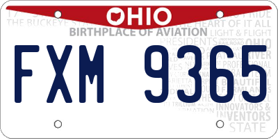 OH license plate FXM9365