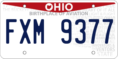 OH license plate FXM9377
