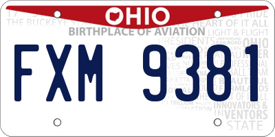 OH license plate FXM9381