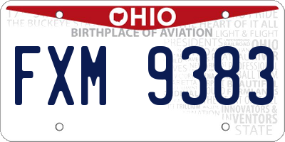 OH license plate FXM9383