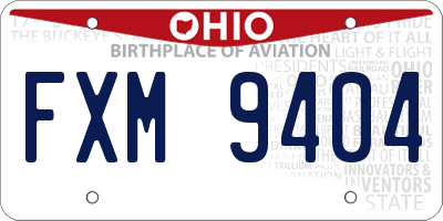 OH license plate FXM9404