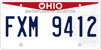OH license plate FXM9412