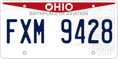 OH license plate FXM9428