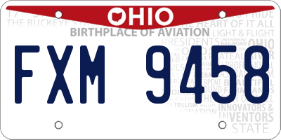 OH license plate FXM9458