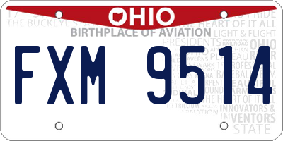 OH license plate FXM9514