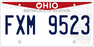OH license plate FXM9523
