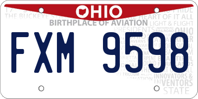 OH license plate FXM9598