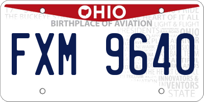 OH license plate FXM9640