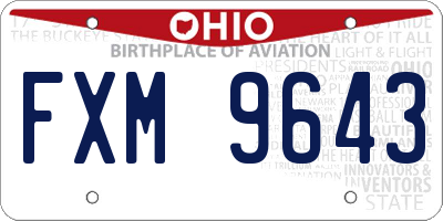 OH license plate FXM9643