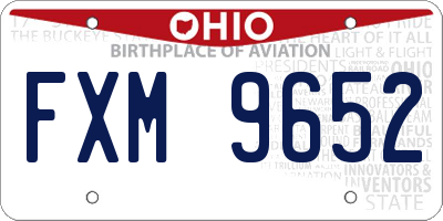 OH license plate FXM9652