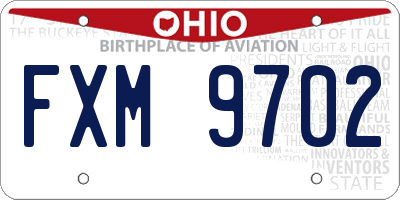 OH license plate FXM9702