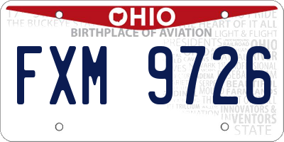 OH license plate FXM9726
