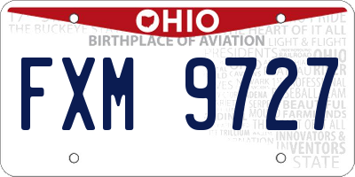 OH license plate FXM9727