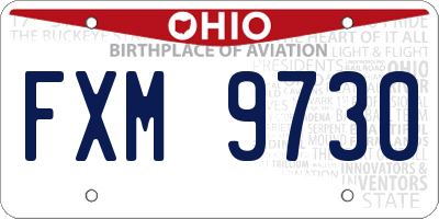 OH license plate FXM9730