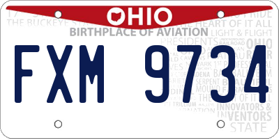 OH license plate FXM9734