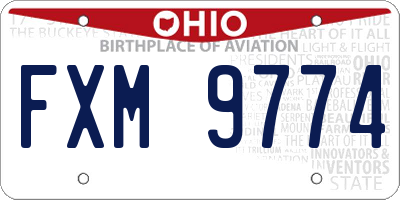 OH license plate FXM9774