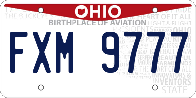 OH license plate FXM9777