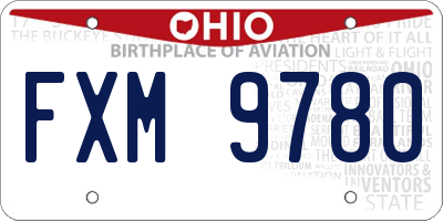 OH license plate FXM9780