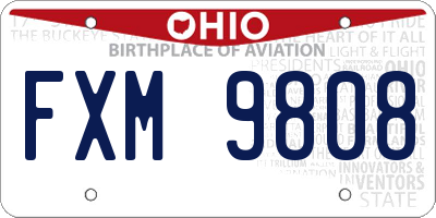 OH license plate FXM9808