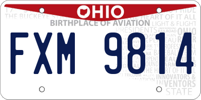 OH license plate FXM9814