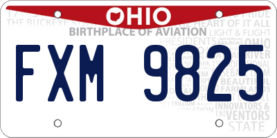 OH license plate FXM9825