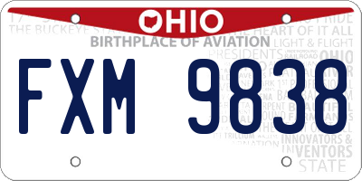 OH license plate FXM9838