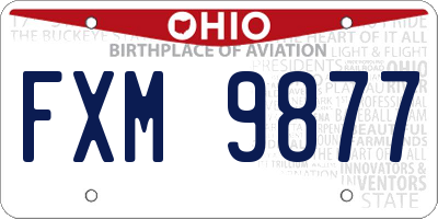 OH license plate FXM9877