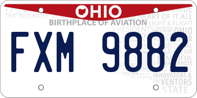 OH license plate FXM9882