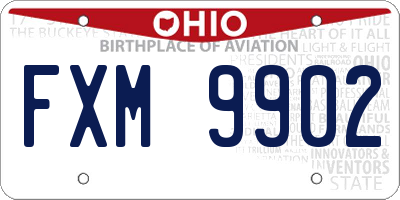 OH license plate FXM9902