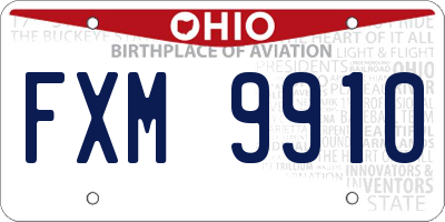 OH license plate FXM9910